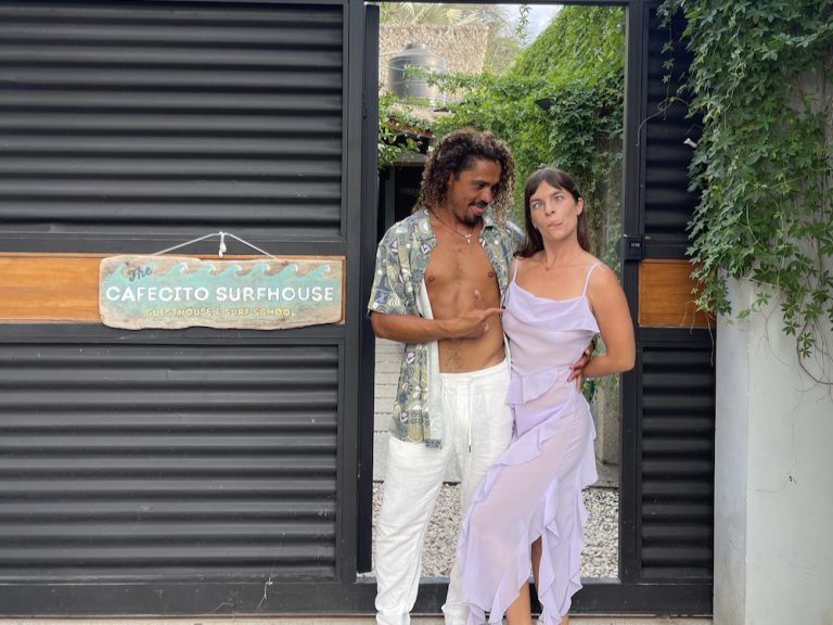 Hosts at the Cafecito mini hostel and guesthouse in Santa Teresa. Lenin a local surfer and Chelsea a Canadian Entrepreneur.