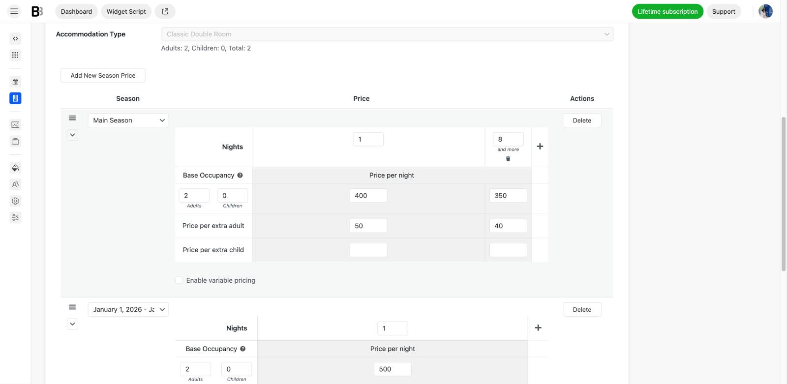 Rates in BNBForms.