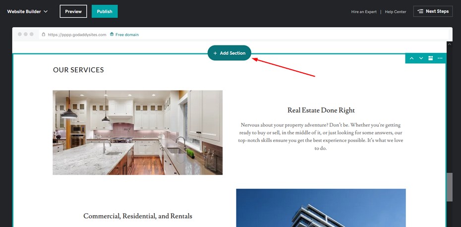 add-section-go-daddy