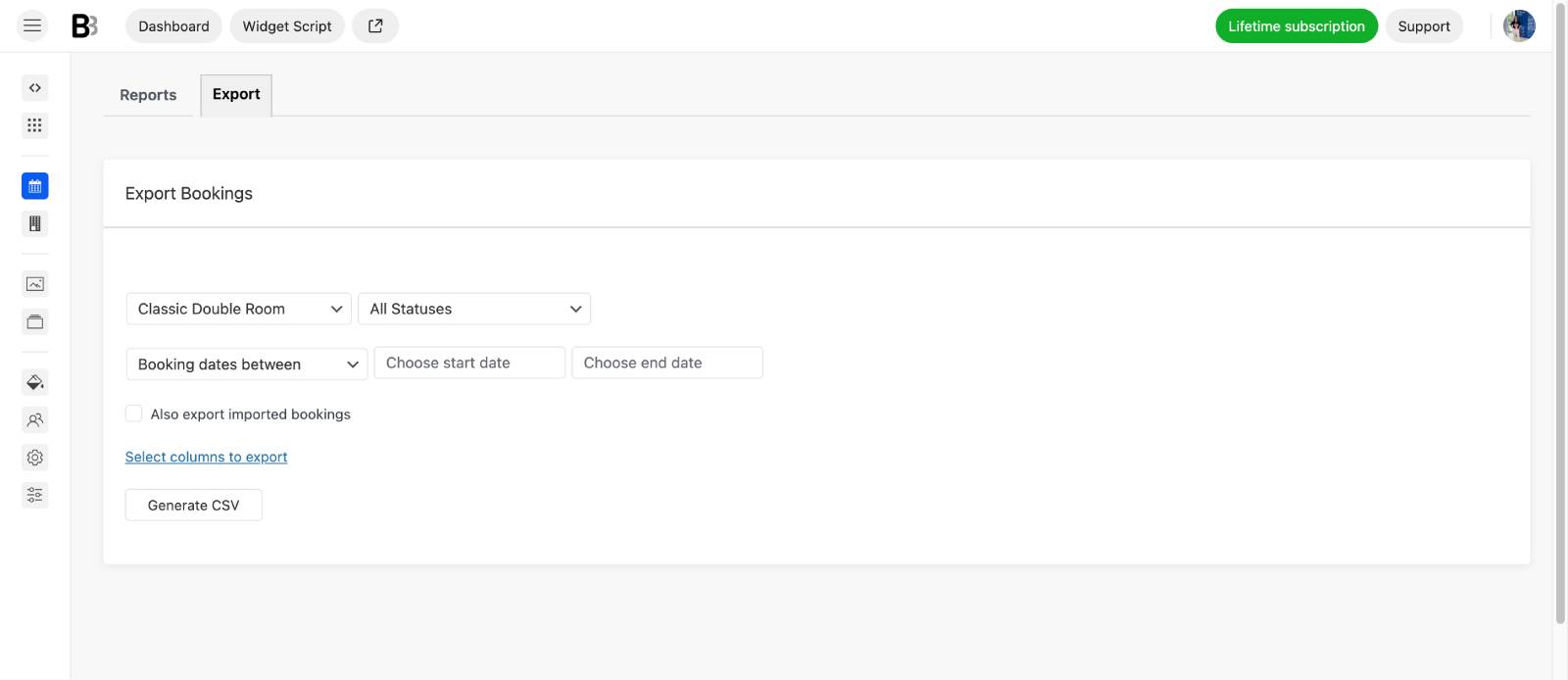 Generate reports for bookings and revenue in BNBForms.