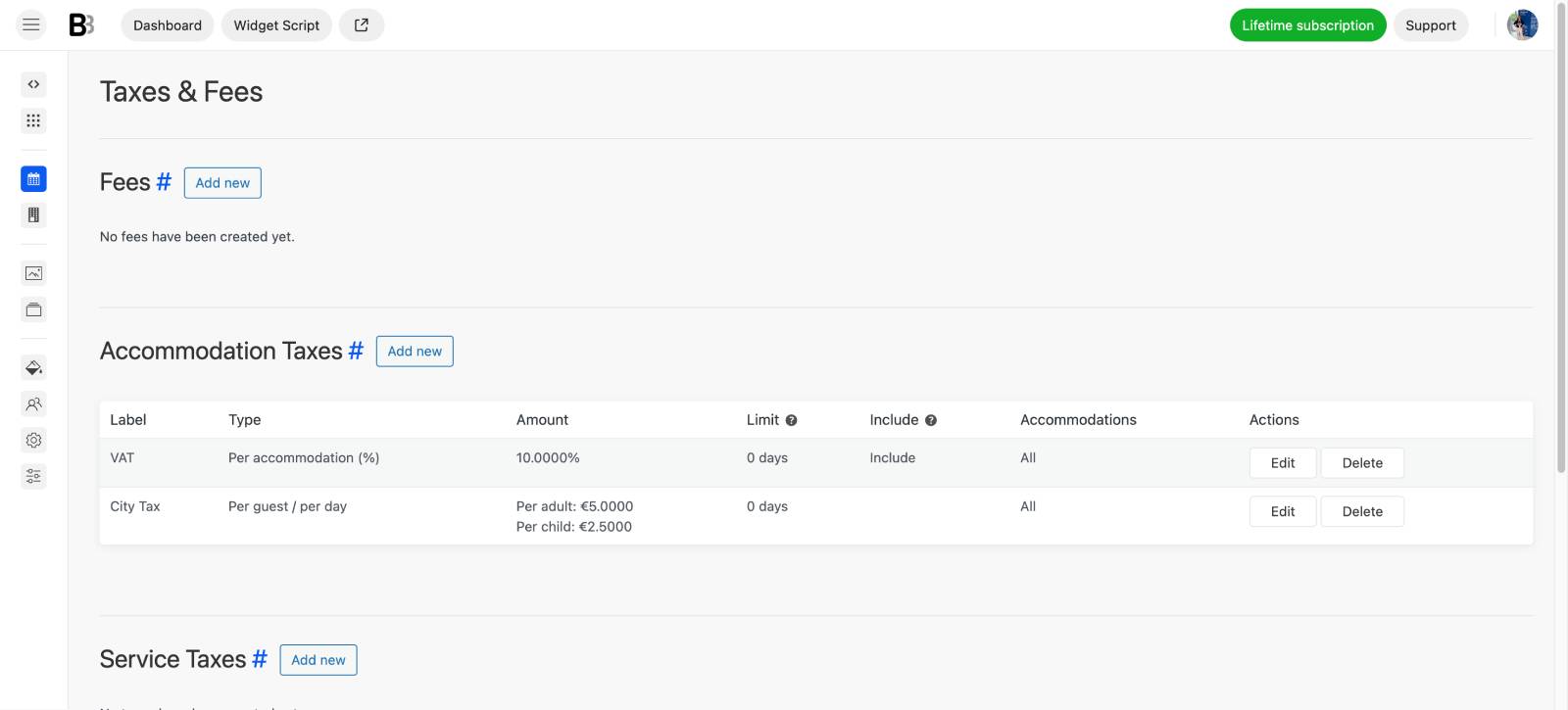 Taxes in BNBForms.