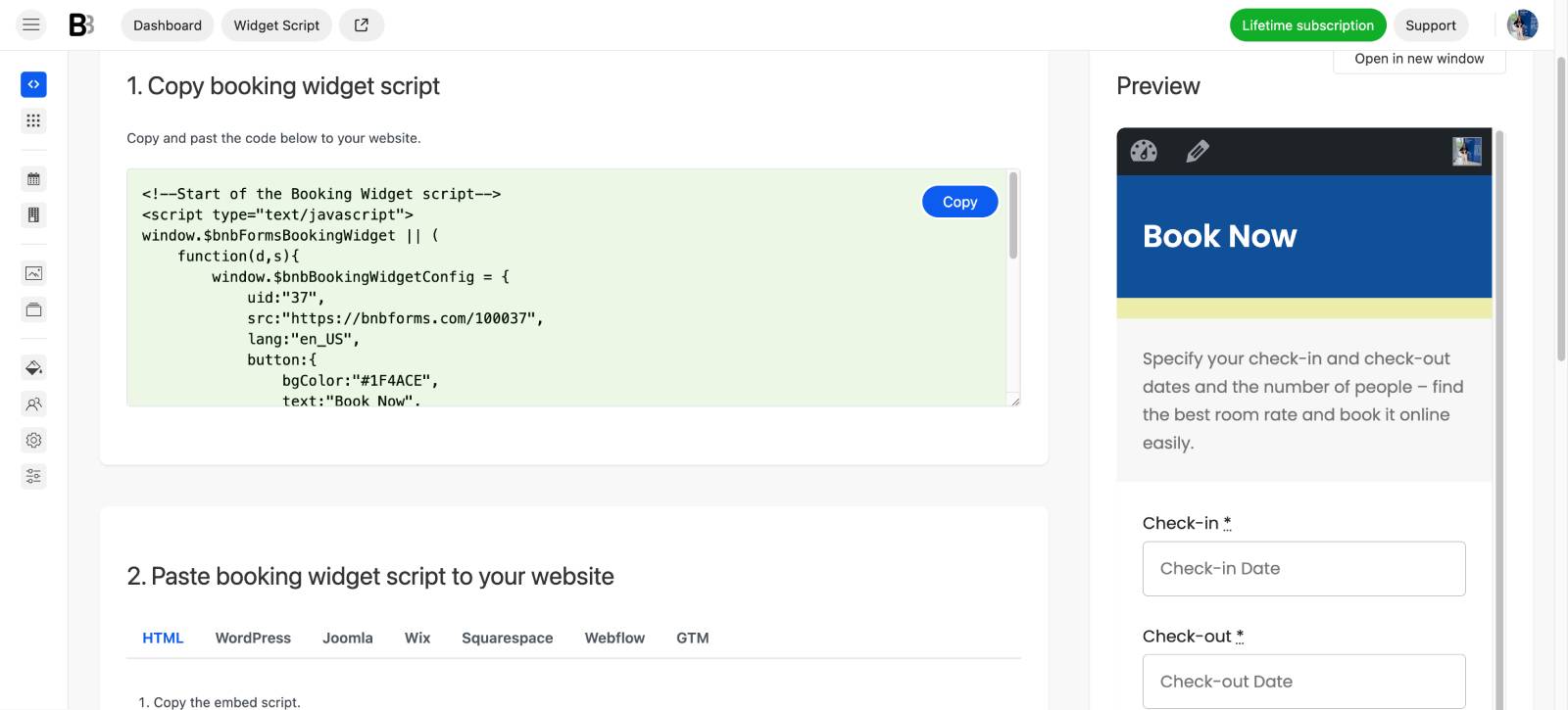 Embeddable hotel booking widget in BNBForms.