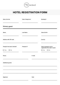 Hotel Reservation Cards & Check In Forms: Printable Hotel Templates ...