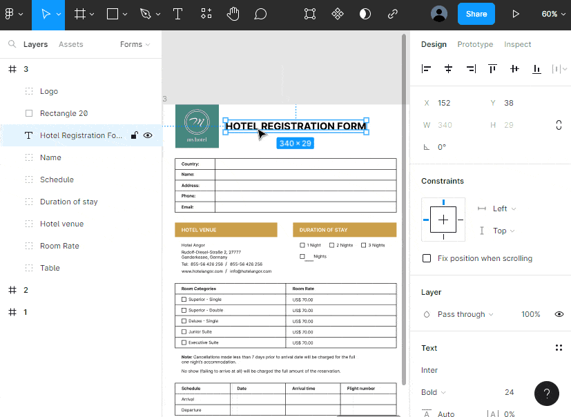 Hotel Reservation Cards & Check In Forms: Printable Hotel Templates ...