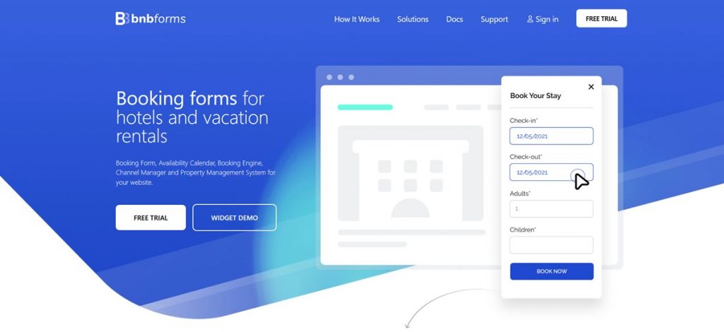 The landing page of BNBform.