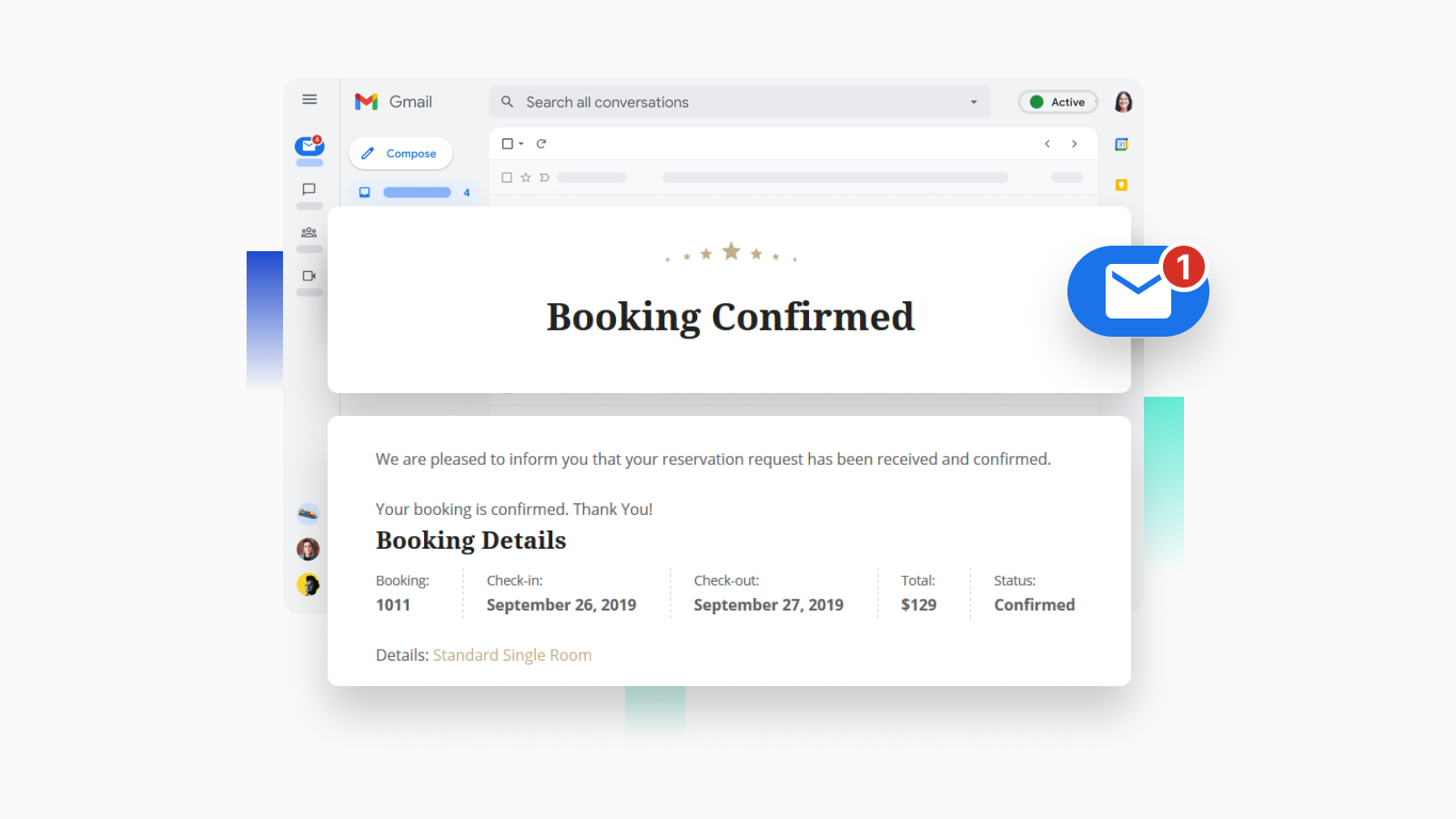 An email example of a confirmed booking.