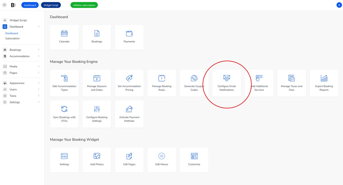 The initial start dashboard in BNBforms.