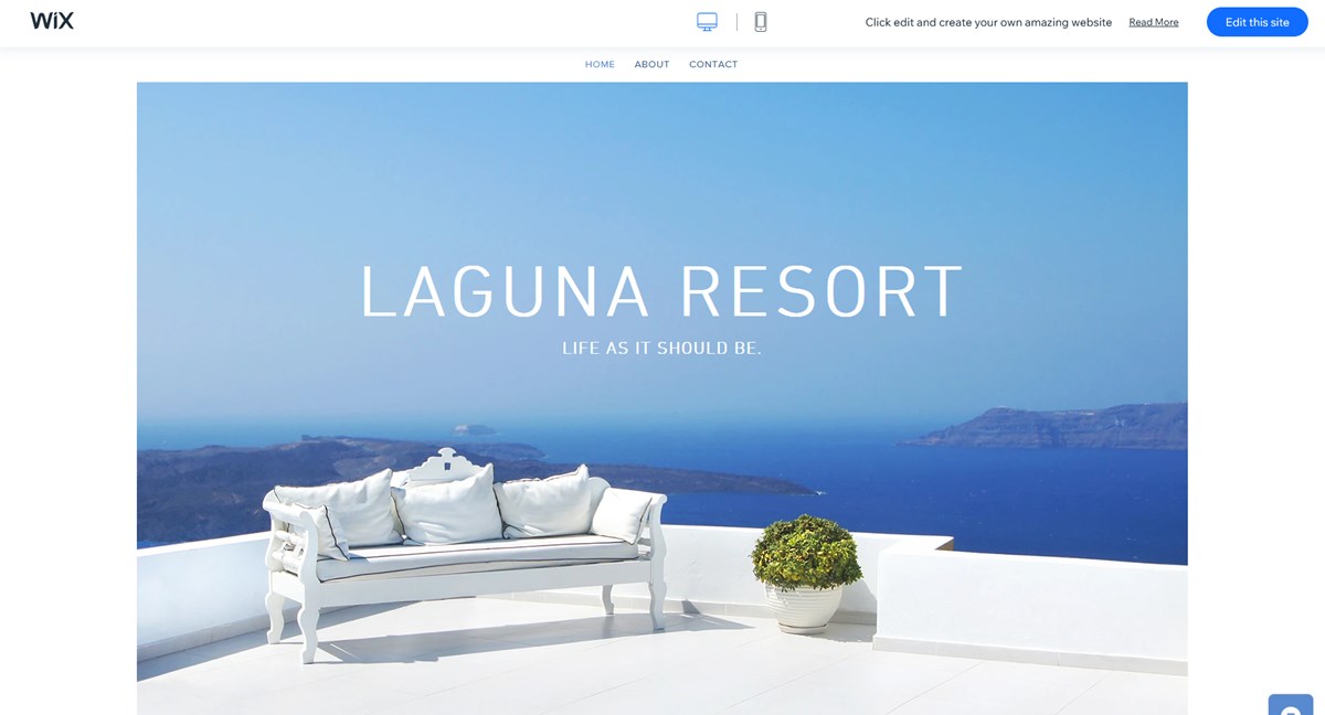 The Hotel theme by Wix named Laguna Resort.