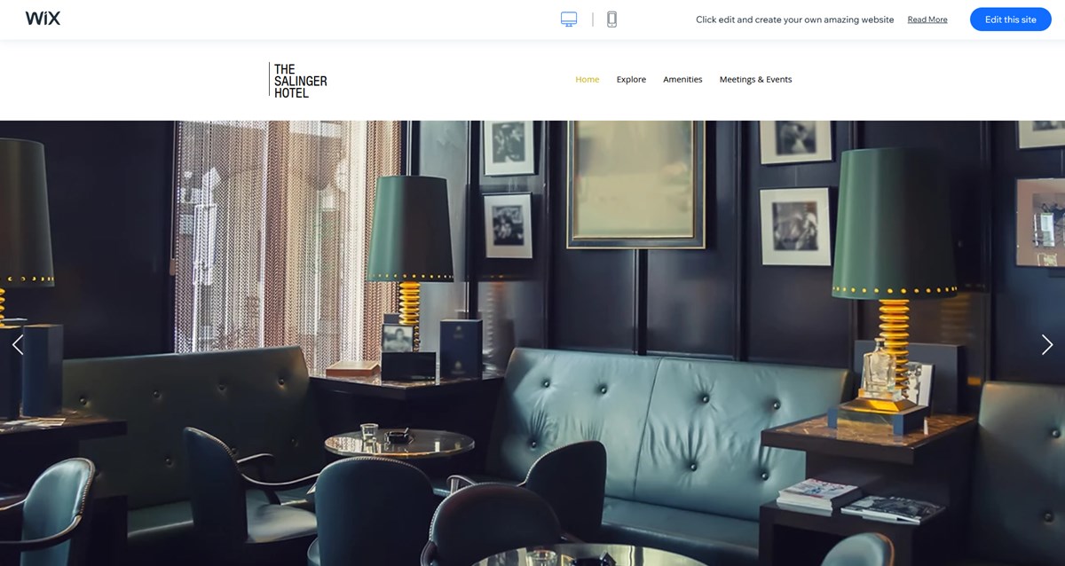 The Salinger Hotel theme by Wix.