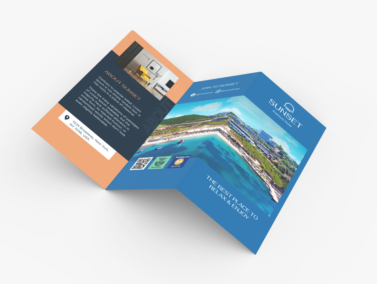 A seaside hotel brochure template.