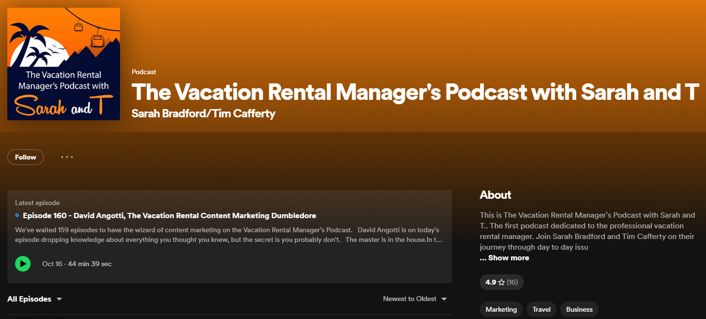 Photo of Vacation Rental Manager's Podcast, a show for short term rental hosts educating you about avoiding rental fraud.
