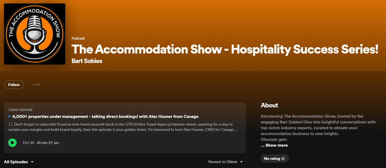 Representation of The Accommodation Show, a vacation rental success podcast for STR hosts who want to know more about scaling their rentals.
