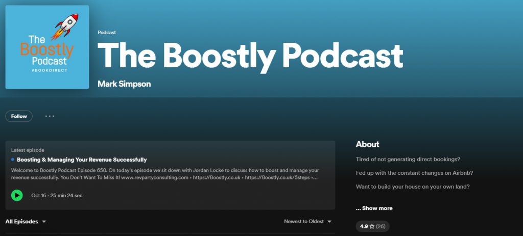 Figure of The Boostly Podcast, a vacation rental success podcast for those interested in essential hospitality tips for beginner hosts.
