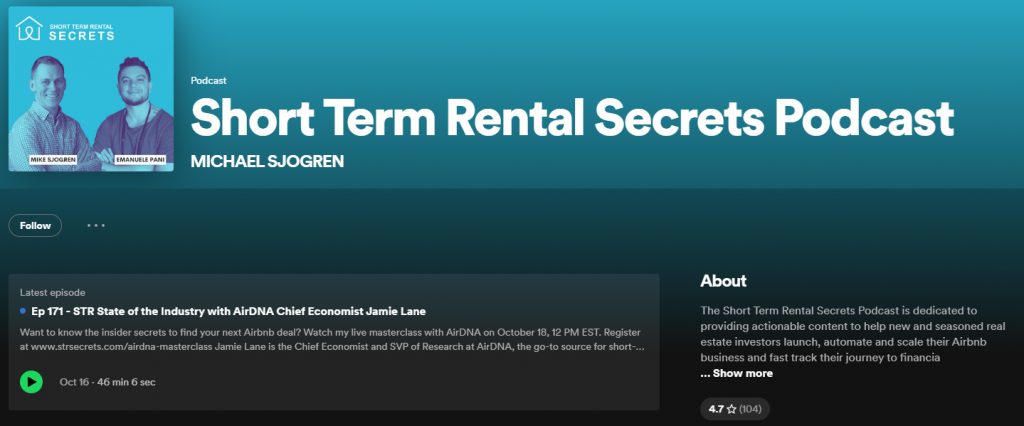 View of Short Term Rental Secrets Podcast, a leading show for vacation rental & Airbnb hosts who need to optimize their STR listings to get better results.
