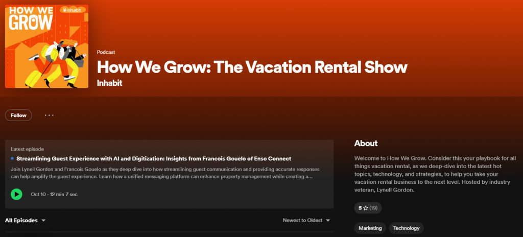Photo of How We Grow: The Vacation Rental Show, a podcast for short term rental beginners & pros seeking to maximizing their profits in vacation rentals.
