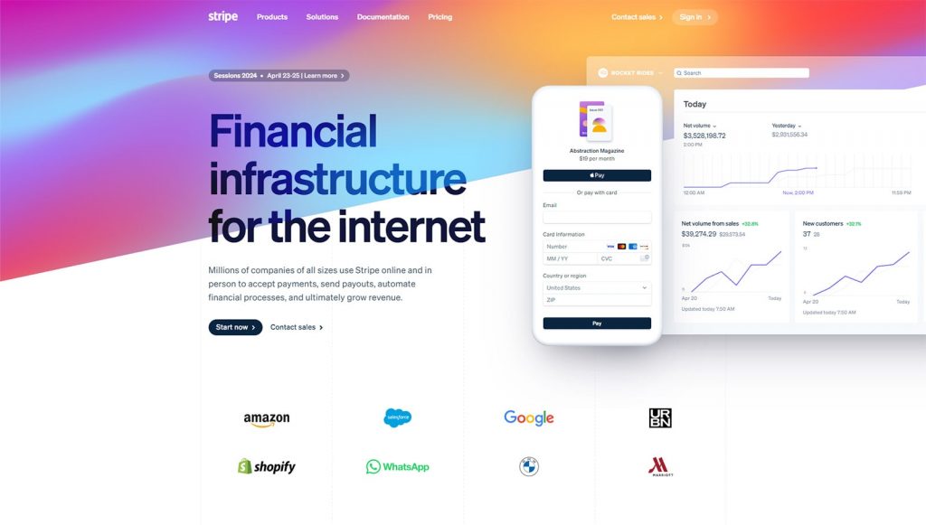 Figure of Stripe, a popular payment gateway, supported by the majority of online booking systems.
