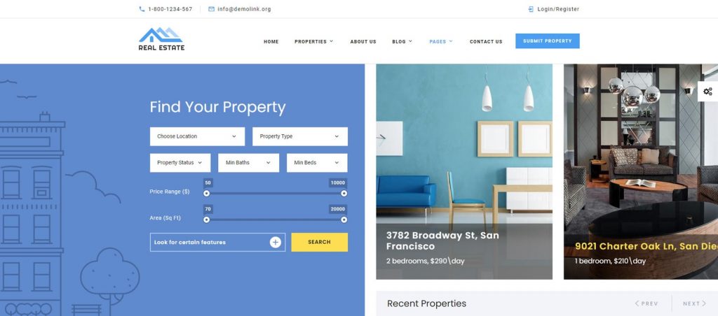 Snapshot of Real Estate, a modern HTML website template for real estate agencies and short-term rentals.