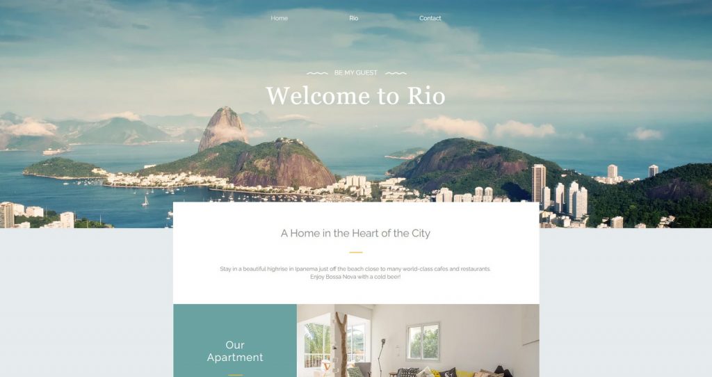 Representation of Rio, a modern & flexible short-term rental website template.