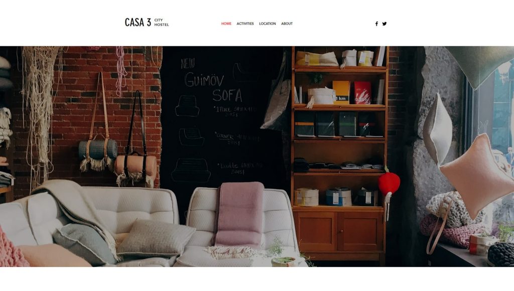 Picture of Casa 3 hotel website theme for Wix page builder.