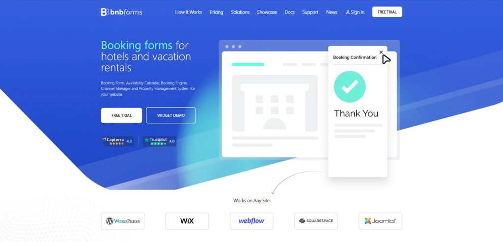 Graphic of BNBForms booking engine website.