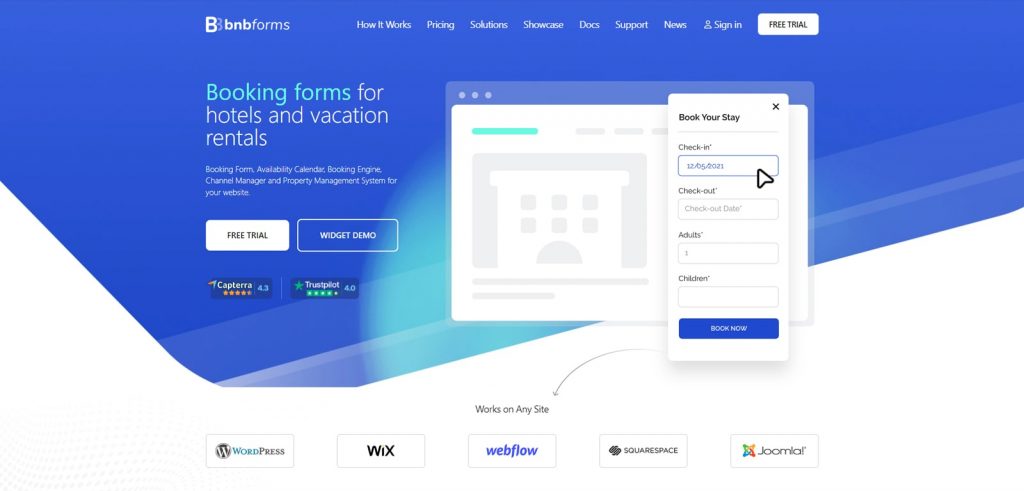 Graphic of BNBForms, a flexible booking engine & software with tiered rates & discount coupons.
