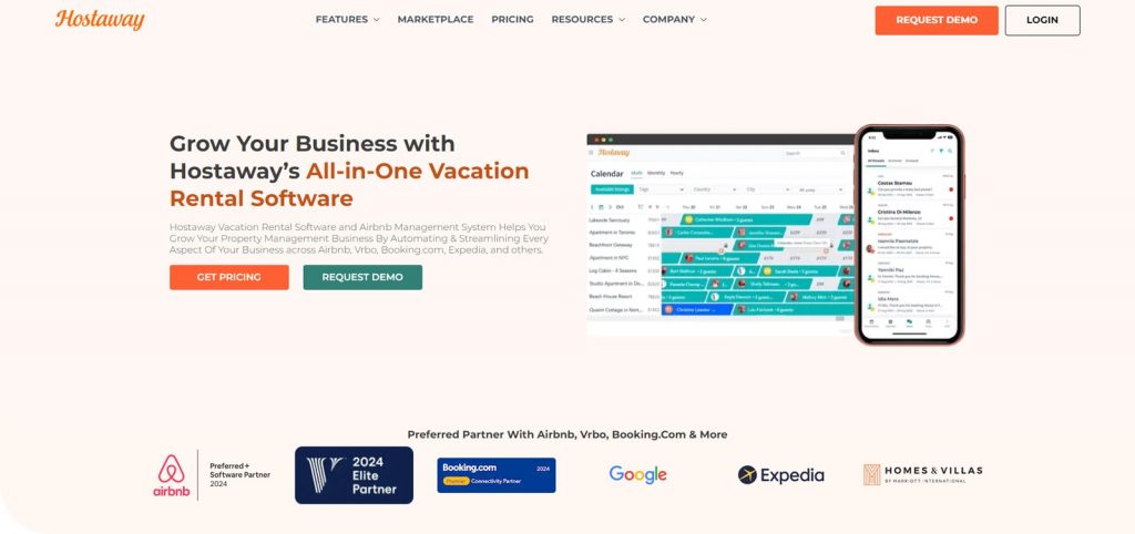 Photograph of Hostaway, a vacation rental booking software with an integrated property management system.