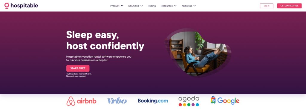 Visual of Hospitable, a modern booking app for vacation rentals with AI-based guest communication.