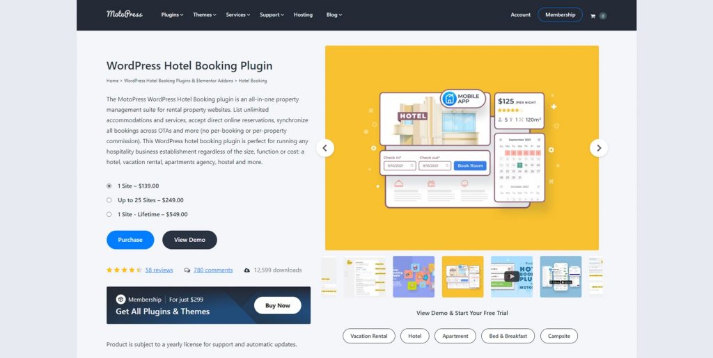 Figure of Hotel Booking, a reliable WordPress plugin for hotel reservation management with multiple bookable accommodations.