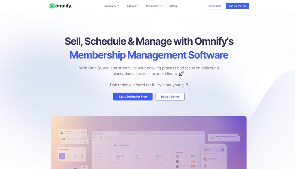 Illustration of Omnify, a campground reservation software option with an easy-to-use booking calendar.