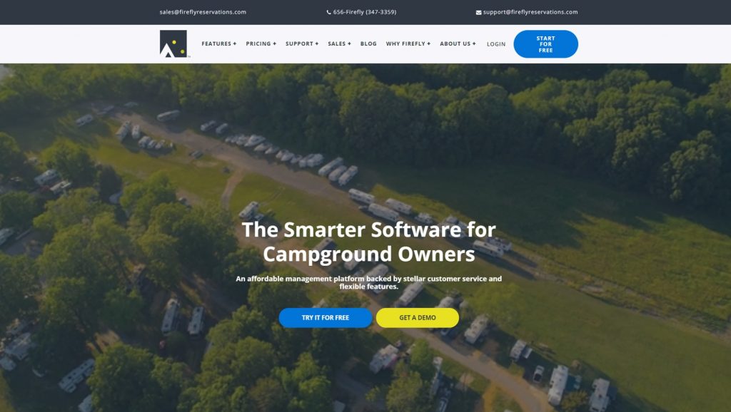 Image of Firefly Reservations, a campground reservation system software option with online reservations.