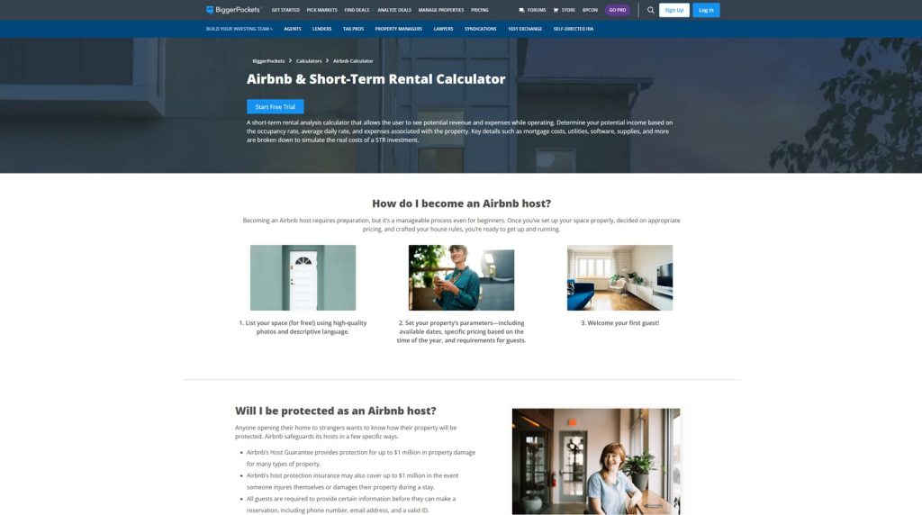 Photograph of BiggerPockets Airbnb Calculator, one of the best Airbnb calculator solutions with expense planning.