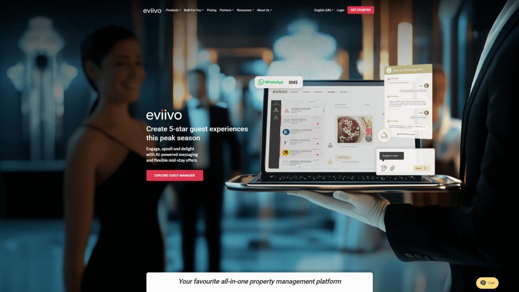 Figure of eviivo, a well-established hospitality website builder with support for multiple currencies and languages.