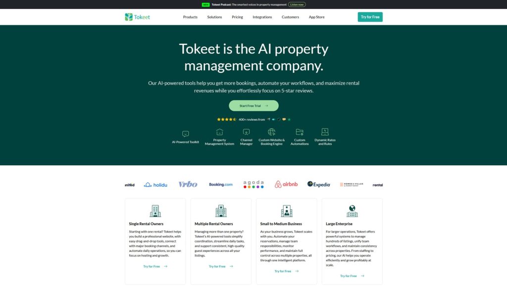 Graphic of Tokeet, one of the modern Hostaway alternatives with AI-assisted communication tools.