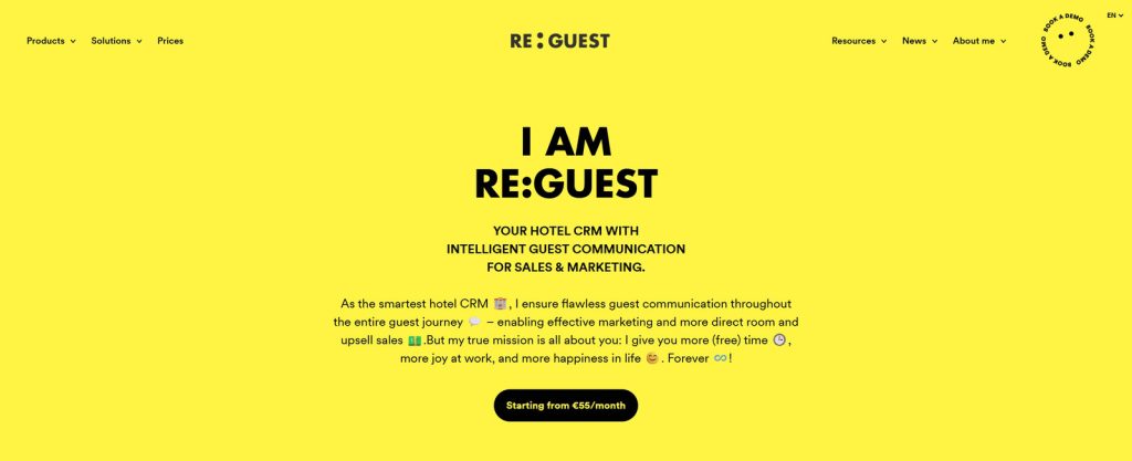 Graphic of Re:Guest, one of the best hotel chatbot options, with guest engagement tools.