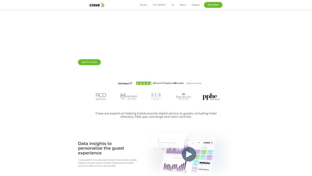 Illustration of Crave, one of the best hotel chatbot options, with upsell and promotions features.