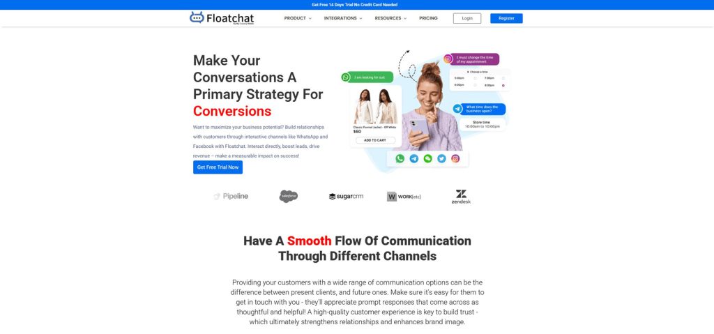 Figure of FloatChat, one of the best hotel chatbot options, with automated check-in messages.