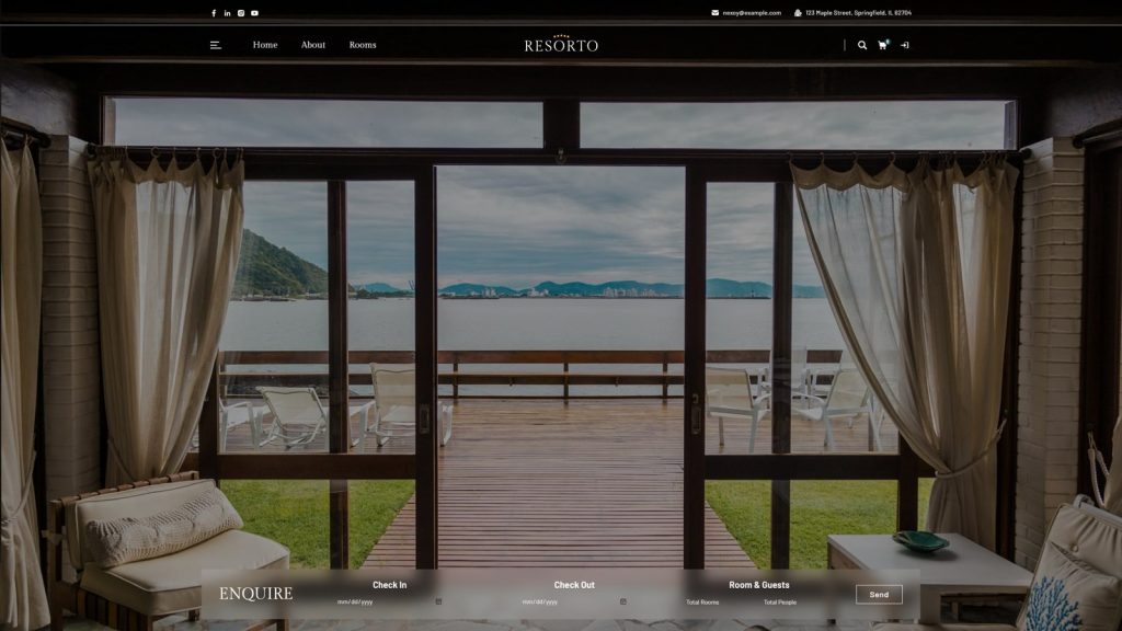 View of Resorto, one of the best hotel booking website templates with a CMS-powered blog.