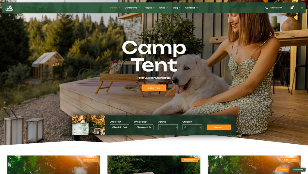 Image of WildNest, a clean WordPress theme for camping with Contact Form 7 support.