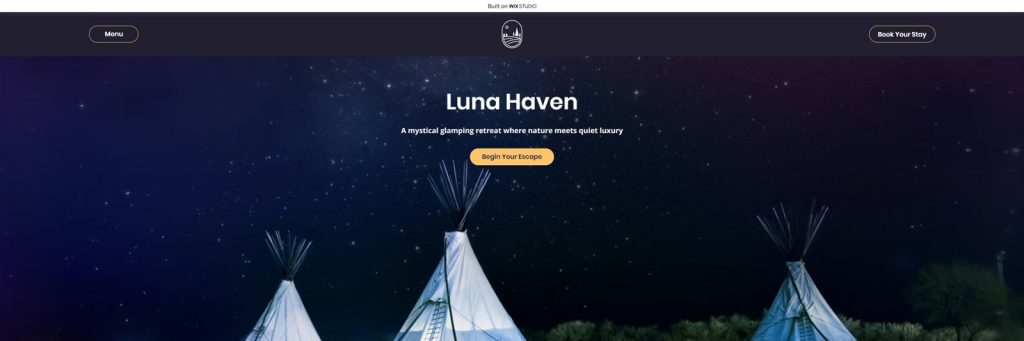 Portrait of Luna Haven, one of the top camping website templates for Wix with Google Maps.