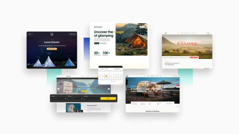 Top Camping Website Templates (Forest Green, Warm Orange & Sky Blue Designs)