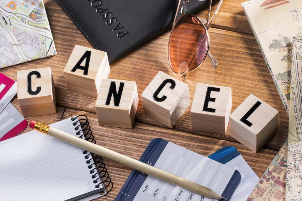 Visual of documents and items for travelling and renting an RV with the applied cancellation policy.