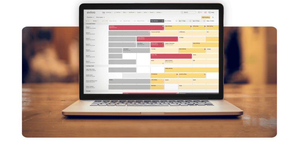 Screenshot of the eviivo dashboard.