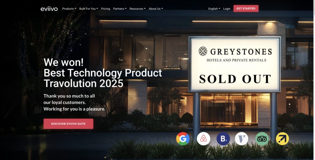 Screenshot of the Eviivo property management system.