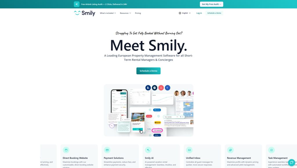 Visual of Smily, a popular tool for vacation rental management with Email marketing.