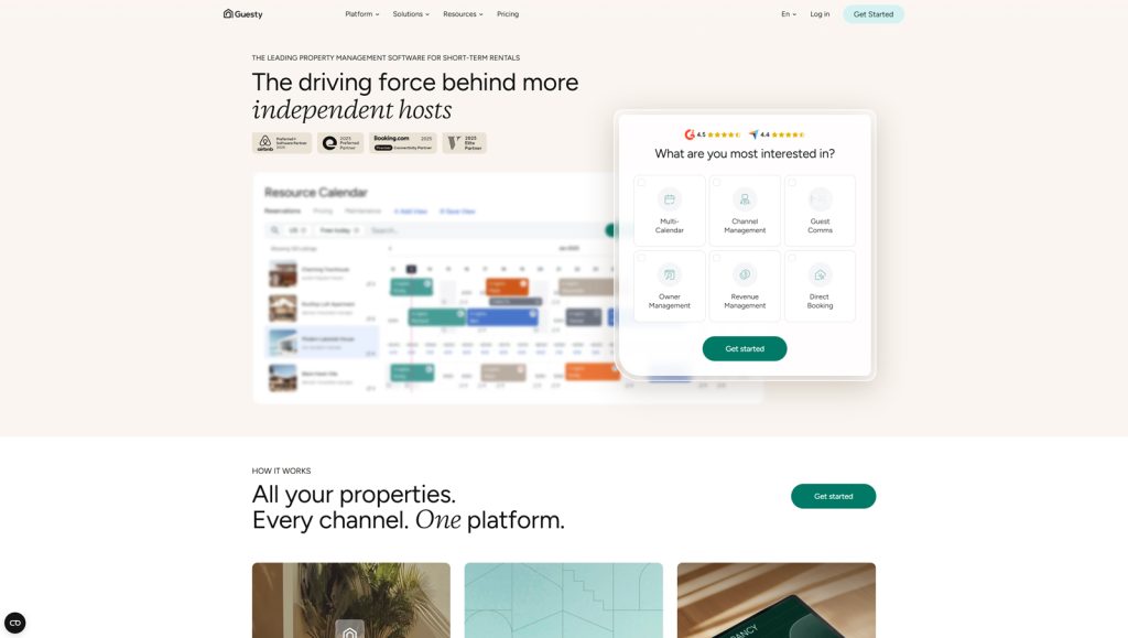 Picture of Guesty, one of the top-notch vacation rental management software options with direct and manual reservations.