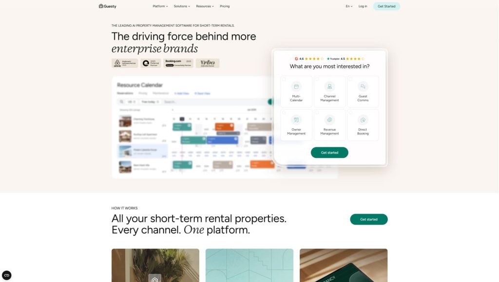 Image of Guesty, short-term rental booking software with an integrated AI Suite.