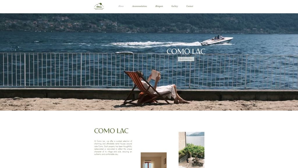 Illustration of Como Lac, a direct booking website with a well-designed contact form.