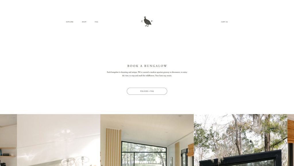 Photograph of Congaree and Penn, one of the best vacation rental website examples, with an easy-to-use booking system.