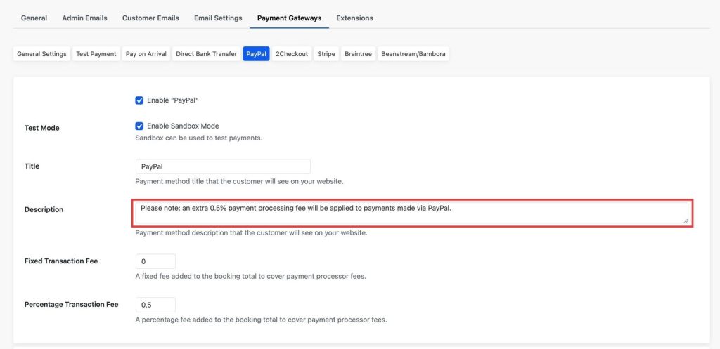 Screenshot of the text in the gateway description.