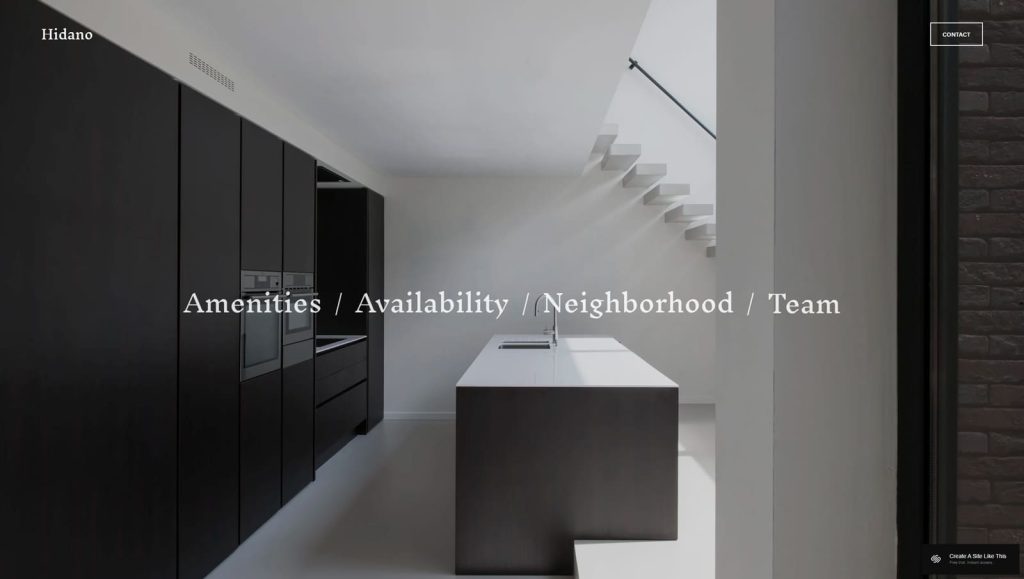 Picture of Hidano, a Squarespace vacation rental template with 5 pre-designed pages.